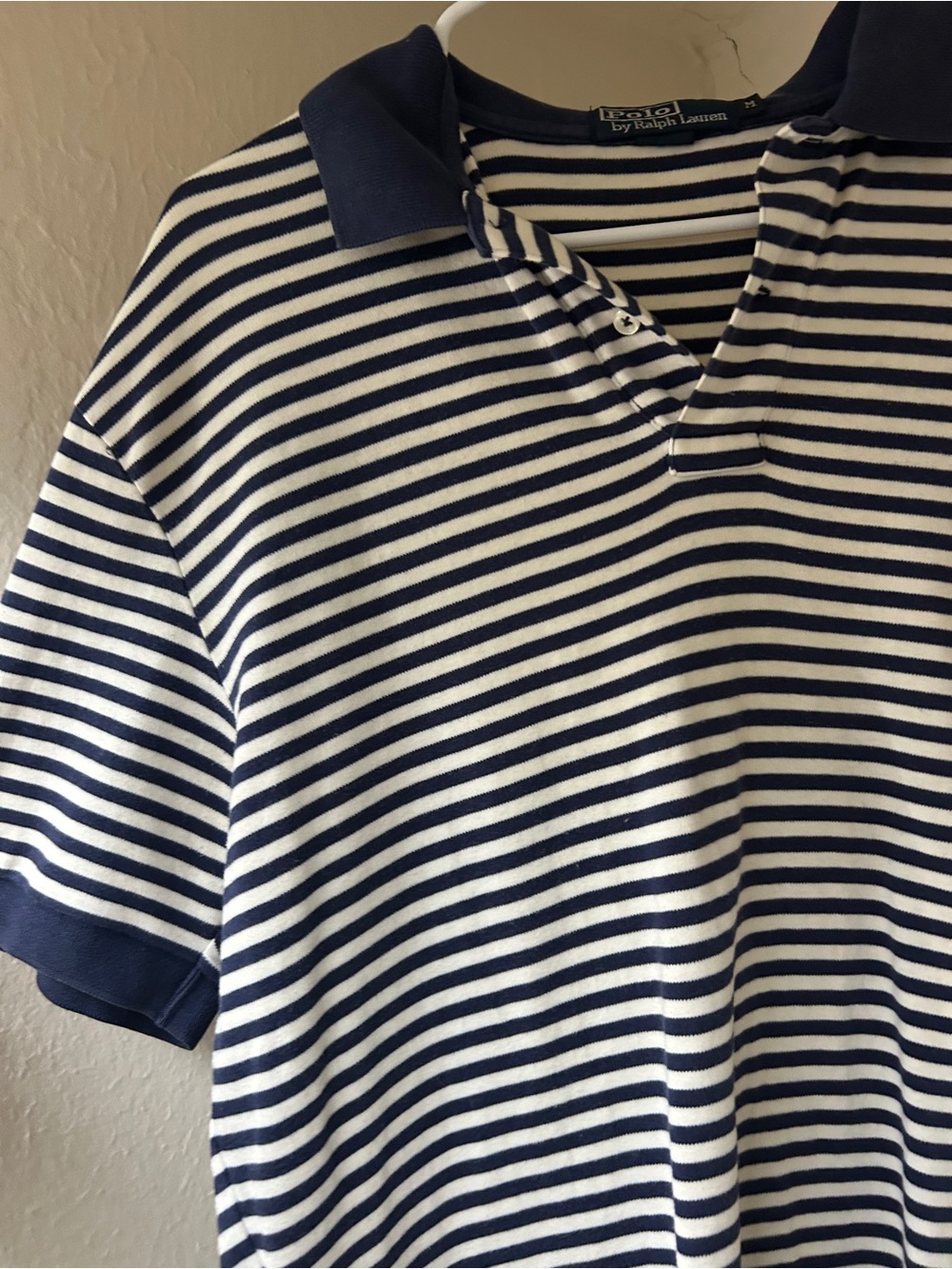 Polo by Ralph Lauren Navy & White Striped Polo with Red Pony